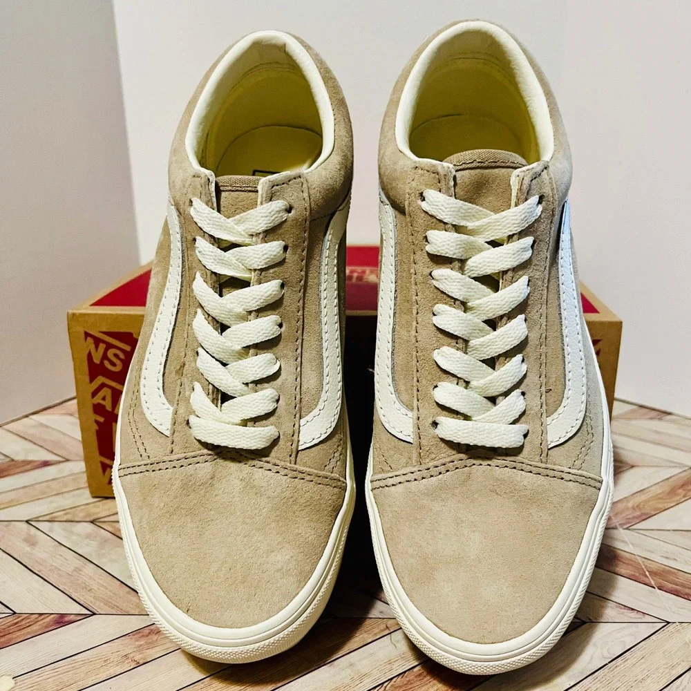 Vans Old Skool Stackform Women 6 Men 4.5 Incense Beige Pig Suede Platform Sneaks